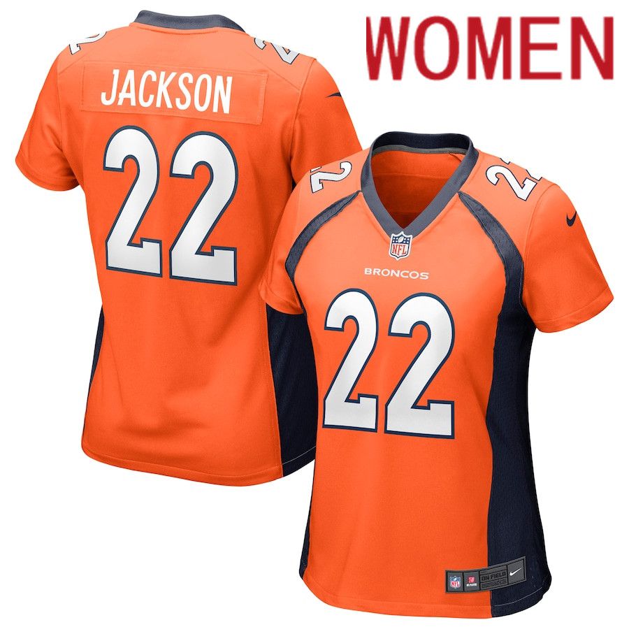 Women Denver Broncos #22 Kareem Jackson Nike Orange Game NFL Jersey->women nfl jersey->Women Jersey